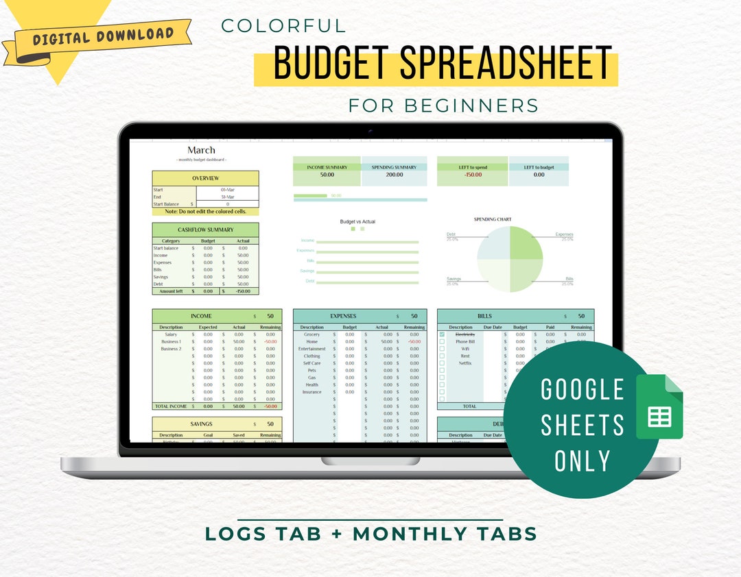 Budget Spreadsheet Google Sheets Only Simple Budget Planner for ...