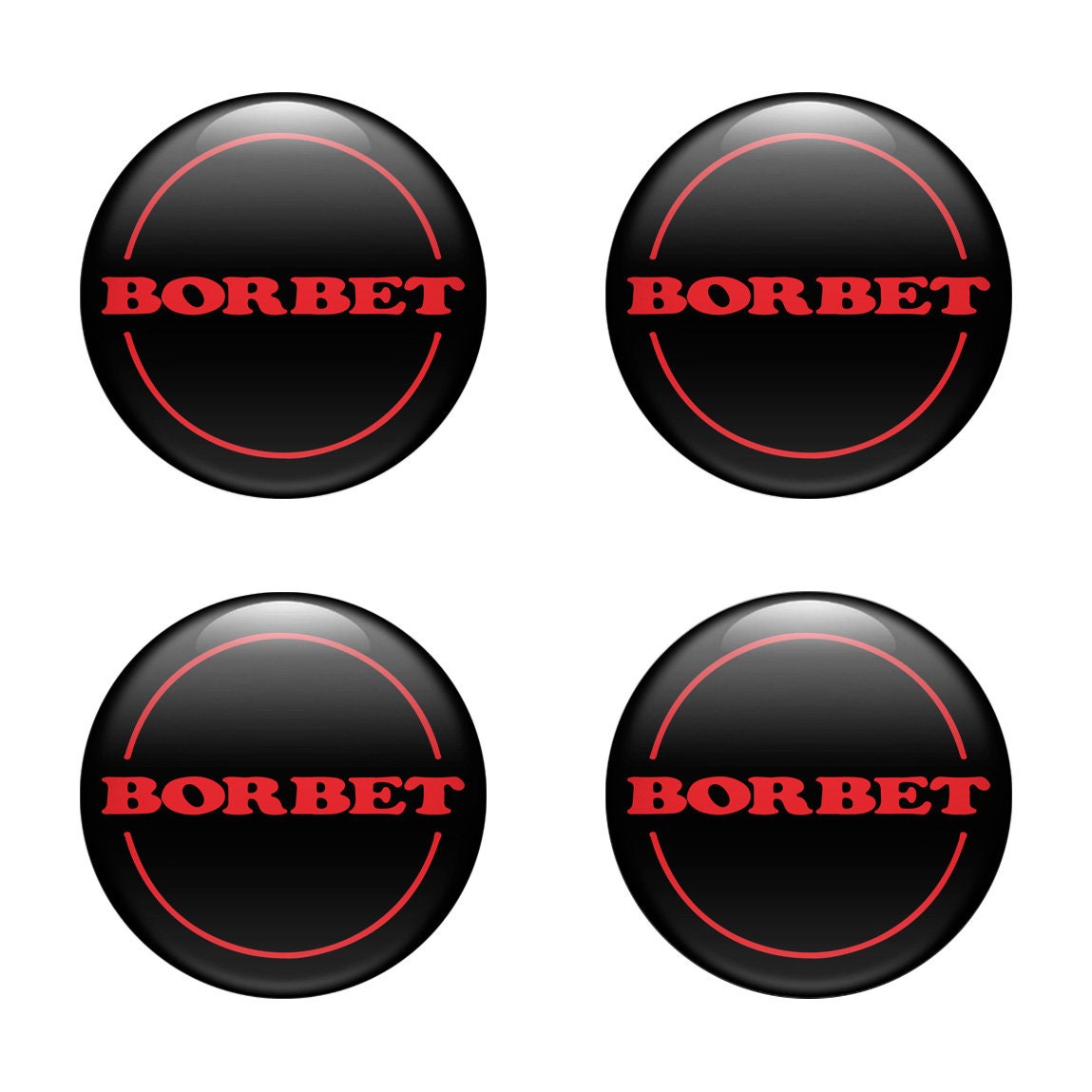 SET 4 x All sizes Print surface Logo Borbet Black Silicone Self adhesive  Stickers Domed Emblem For Wheels Center Hub Caps, Phone, laptop