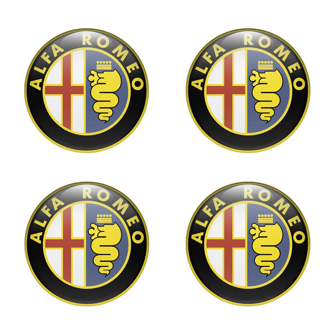 SET of 4 X 40-120 Mm Alfa Romeo Silicone Stickers Emblem for Wheels Rim  Center Hub Caps, Laptop, Car Interior, Door, Mirror, Refrigerator 