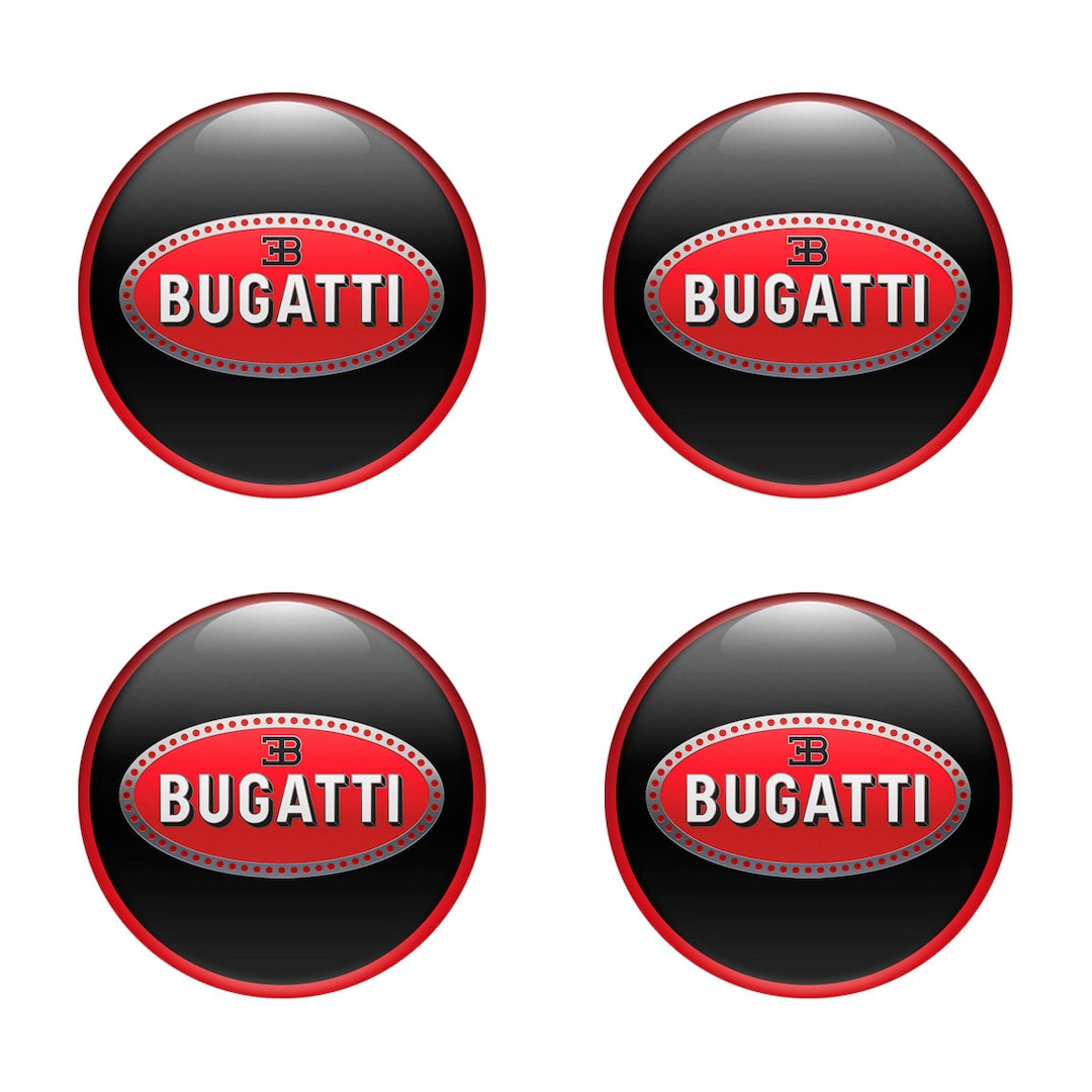 SET of 4X 40-120 Mm Bugatti Silicone Stickers Emblem for Wheels Rim ...