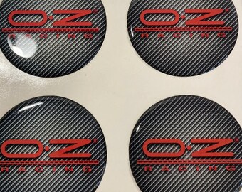 SET 4 X 40-120 Mm Hand Made Logo OZ Racing Silikone Stickers Aufkleber  Domed for Wheels Rim Center Hub Caps /nabendeckel Radkappen 