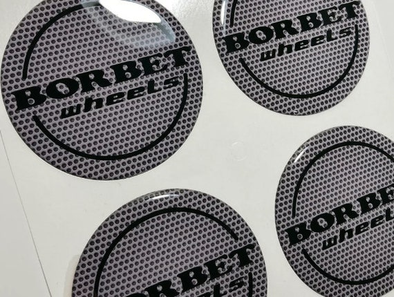SET 4 X 40-120 Mm Hand Made Silikone Stickers Borbet Aufkleber Domed for  Wheels Rim Center Hub Caps /nabendeckel Radkappen 