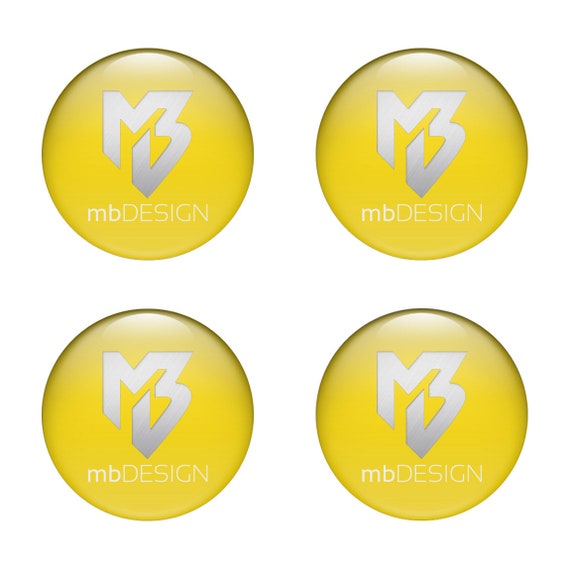 SET 4 All Sizes Print Surface MB Design Silicone Self Adhesive Stickers  Emblem Domed for Wheels Rim Center Hub Caps 