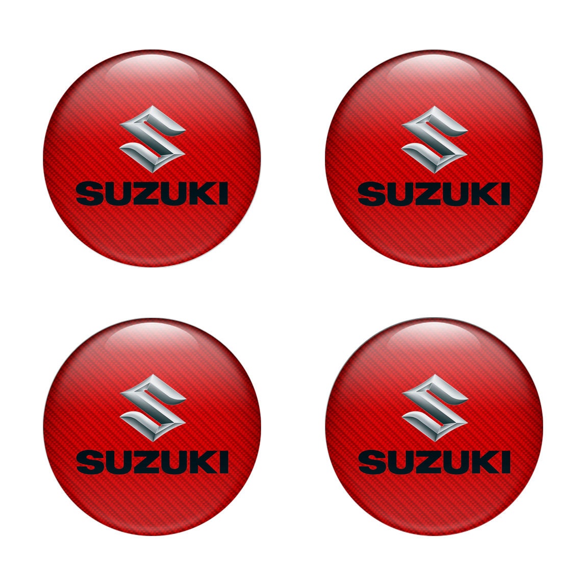 SET 4 X 40-120 Mm Hand Made Silicone Stickers Inspired by Suzuki Domed for  Wheels Rim Center Hub Caps 