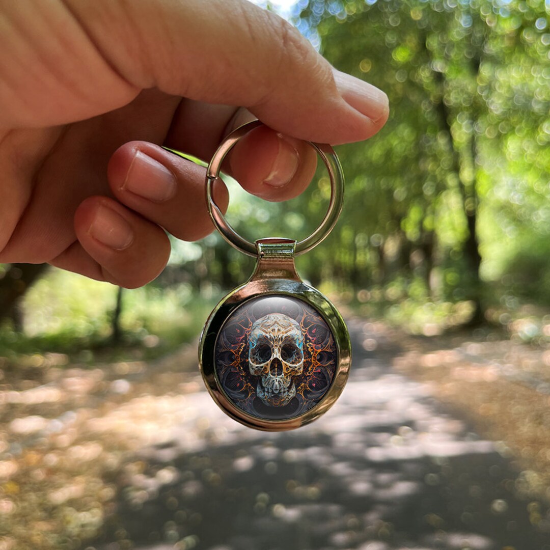 SKULL Handmade Designer Metal Logo Keychain Gift Keyring for Her Him ...