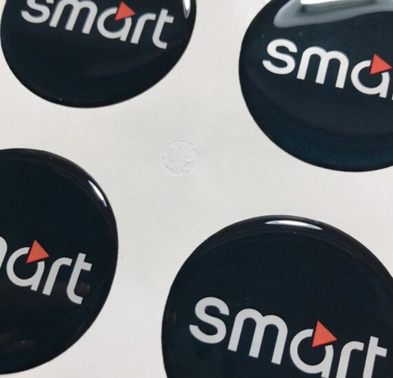 SET 4 X 40-120 mm Hand Made Silikone Stickers Smart Logo Aufkleber Domed  For Wheels Rim Center Hub Caps /nabendeckel radkappen