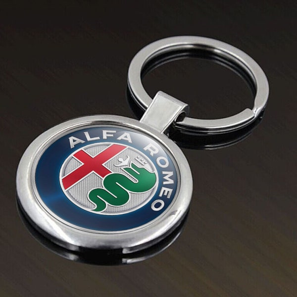 ALFA ROMEO Handmade Designer Metal Logo Keychain Gift Keyring for her him Custom Key fob Holder Stylish Personalized car, Key name photo,