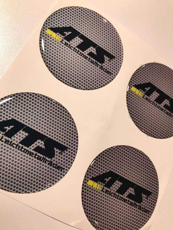 SET 4 X 40-120 Mm Hand Made Silikone Stickers ATS Aufkleber Domed for  Wheels Rim Center Hub Caps /nabendeckel Radkappen 