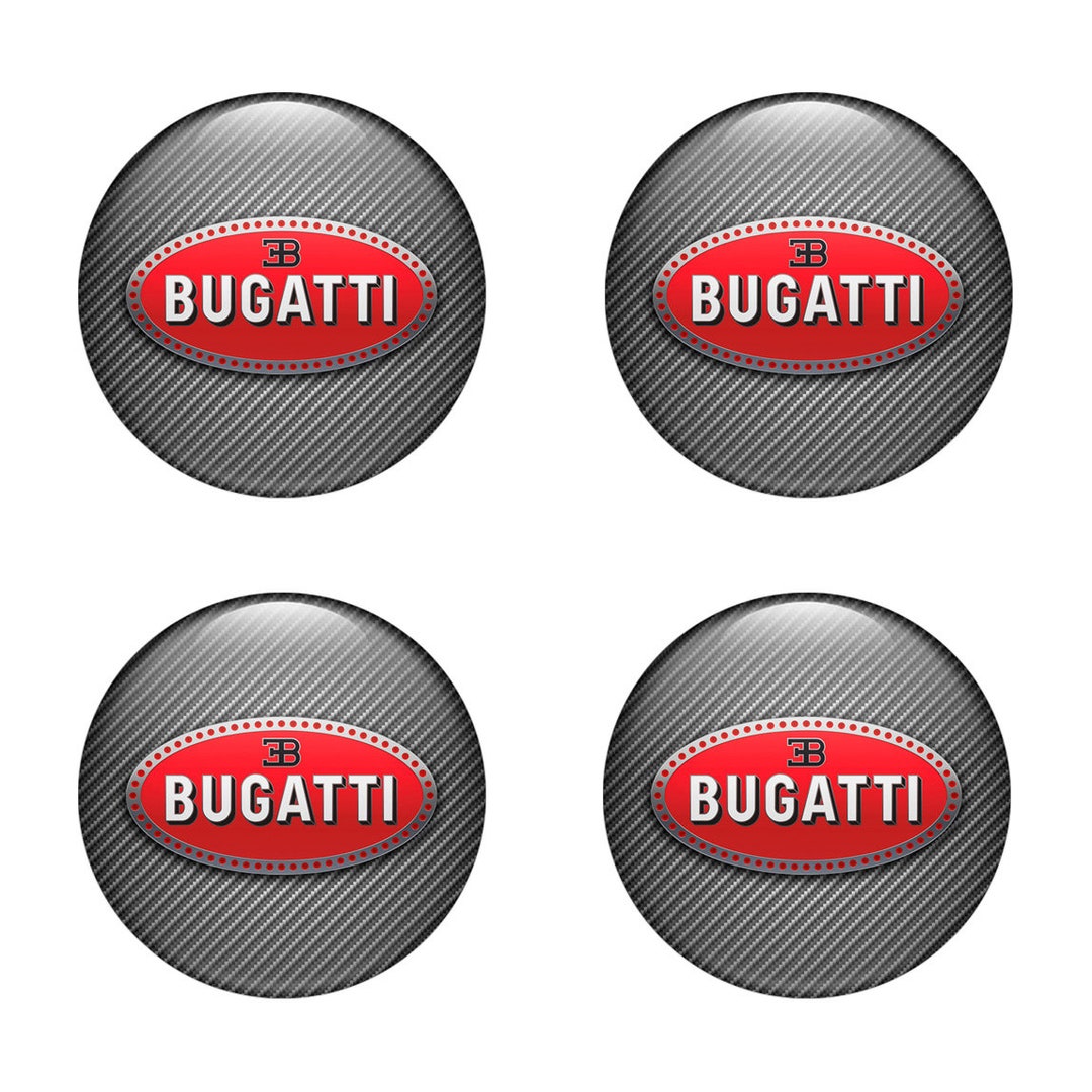 SET of 4X 40-120 Mm Bugatti Silicone Stickers Emblem for Wheels Rim ...