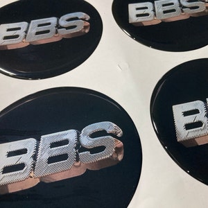 SET 4 All sizes Print surface BBS Silicone Self adhesive Stickers Emblem Domed For Wheels Rim Center Hub Caps