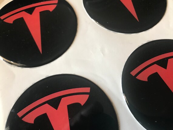 SET 4 X 40-120 Mm Hand Made Silikone Stickers Tesla Logo Aufkleber Domed  for Wheels Rim Center Hub Caps /nabendeckel Radkappen 