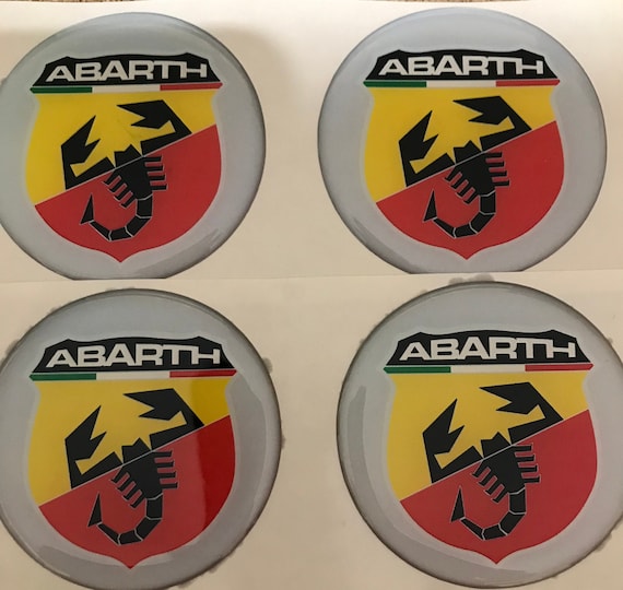 SET 4 X 40-120 Mm Hand Made Fiat Abarth Silikone Stickers Aufkleber Domed  for Wheels Rim Center Hub Caps /nabendeckel Radkappen 