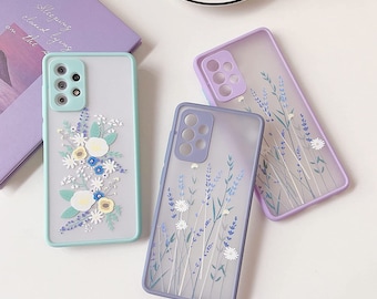 Coque pour iPhone style fleur florale pour Samsung Galaxy S22 S21 S21 Plus S21 Ultra S20 FE S20+ A53 A33 A13 A52 A32 A22 A52s A03s Jolie fleur