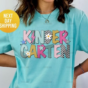 Kindergarten Teacher Shirt, Comfort Colors® Kindergarten Shirt, Kinder Crew, Kinder Garten Teacher, Pre-K Teacher, Back to School Shirts
