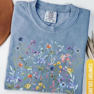 値下げ　vintage flower shirt Comfort Colors® Autumn Flower Shirt, Flower T Shirt, Retro Floral
