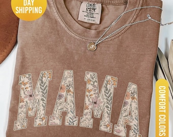 Comfort Colors® Mama Shirt, Floral Mama Shirt, Mothers Day Gift, Shirt For Mom, Retro Mom Tee, Cute Mom Shirt, Mama Tshirt, Shirt for Women