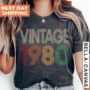 Maglietta vintage anni &#39;80, regalo per il 45° compleanno, maglietta retrò anni &#39;80, regalo per il 45° compleanno da uomo, maglietta &quot;Nato nel 1980&quot;, maglietta per il 45° compleanno da donna