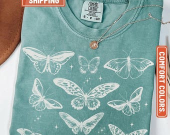 Comfort Colors® Butterfly 90s Vintage Style Tshirt, Retro Gardening Shirt, Butterfly Lovers Shirt, Cute Butterfly Tee, Shirt for Women