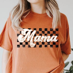 Checkered Mama Shirt, Mom Sweatshirt, Retro Mama Shirt, Mother’s Day Gift, Mom Life Shirt, Motherhood Shirt, Comfort Colors® Mama Shirt