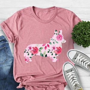 Cute Corgi Shirt, Corgi With Flower, Corgi Mom Life Shirt, Crazy Corgi Lady Shirt, Corgi Dog Lover Shirt, Gift for Corgi Owner, Dog Shirt