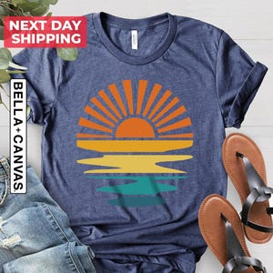 Vintage Sunset Shirt, Retro Sunrise Shirt, Boho Beachy Vibes Shirt, Sunshine Shirt Gift For Women, Sun Rays Tee, Summer Vibes Shirt