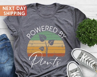 Powered By Plants Shirt, Vegetarian Shirt, Plant Lover Shirt, Vintage Plants Shirt, Shirt Gifts for Vegan, Vegan Shirt, Farmer Mom Gift Tee