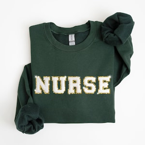 Patch Nurse Sweater, Nurse Glitter Sweatshirt, Nurse Appreciation, Nurse Gift Shirt, Letter Patch Nurse Sweatshirt, Glitter Nurse Shirt
