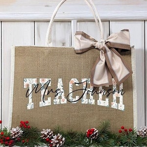 Personalization Teacher Name Tote Bag, Teacher Appreciation Gift, Teachers Gift, Elementary Teacher Tote Bag, Gift For Teacher