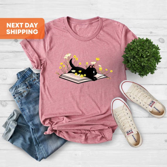 Cute Book Cat Shirt, Cat Shirt, Cute Reading Shirt, Books Shirt, Cute Cat Shirt, Reading Shirt, Book Lover, Cat Tshirt, Book Lover Gift