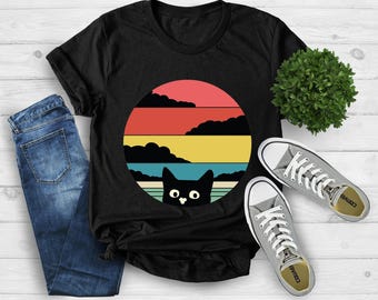 Cat Retro Funny T-Shirt Kitten Cats Gift Xmas Men's T-shirt Top Tee, Retro Gift Tee, Vintage Cat Shirt, Cat Lover Shirt, Cat Mom Shirt