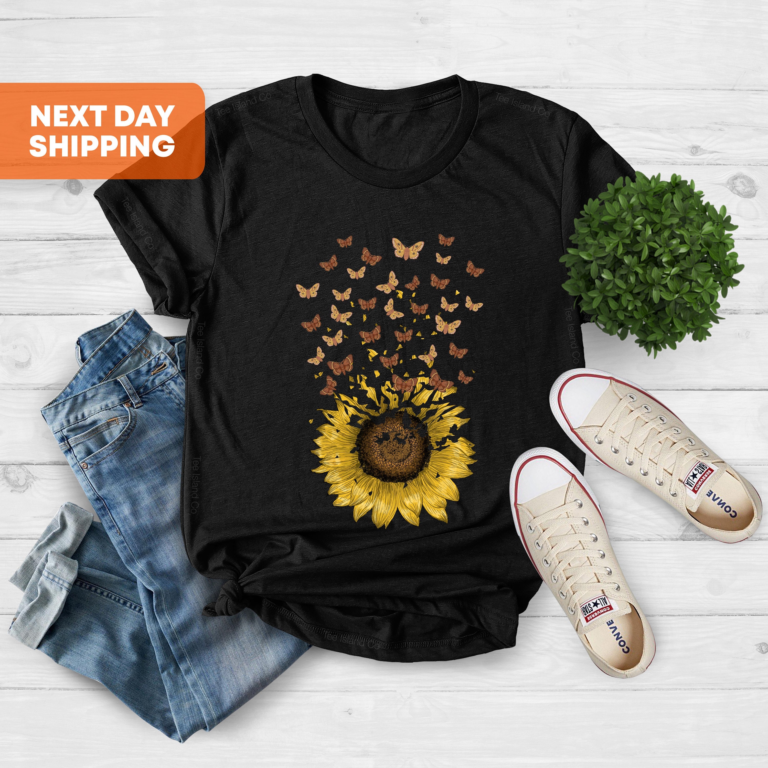 Adorable Butterfly Sunflower T-shirt Gift for Women Girls - Etsy