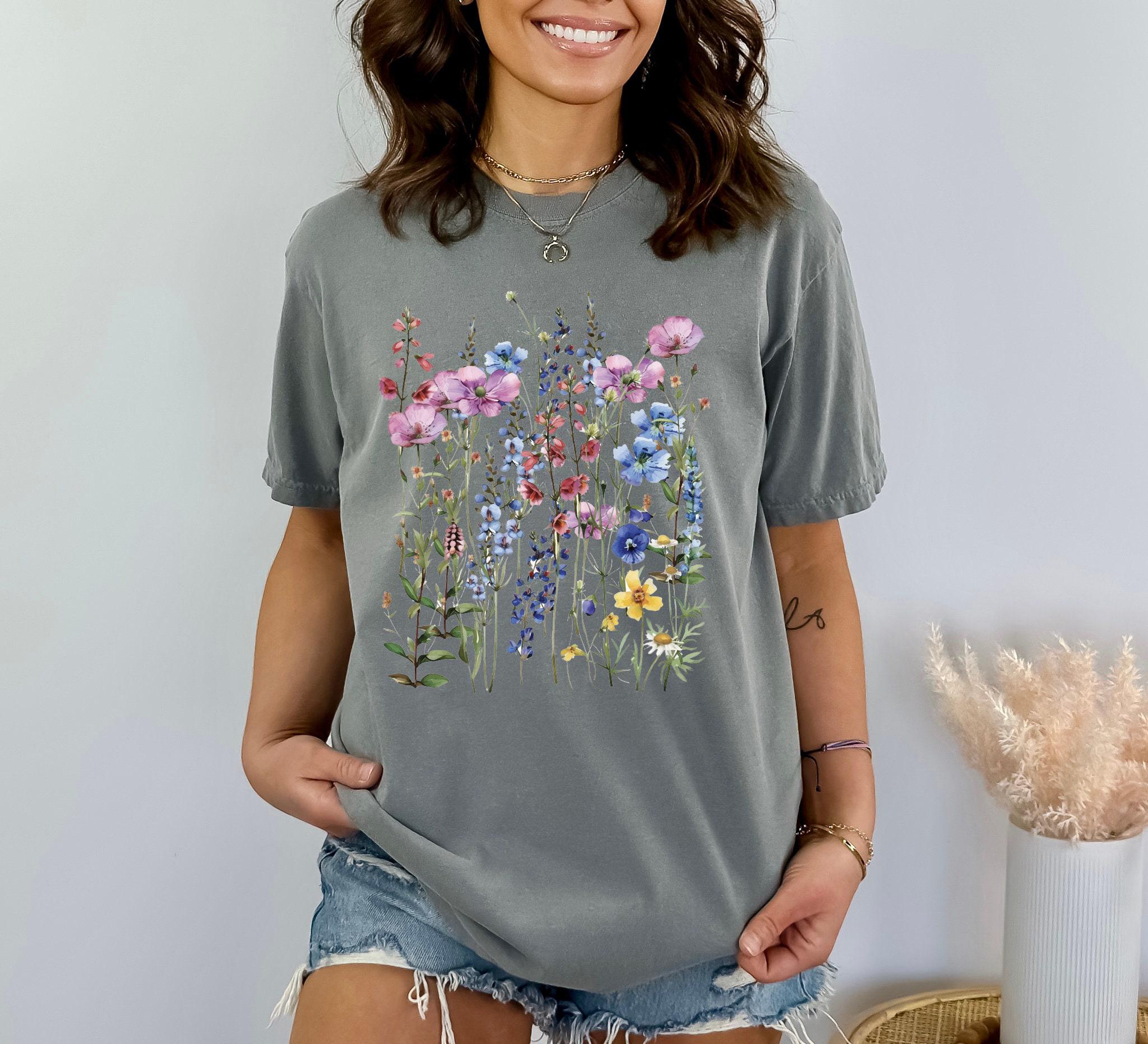 Comfort Colors® Flower Bouquet Shirt, Boho Wildflowers Cottagecore ...