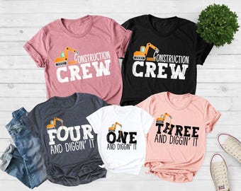 Construction Crew Shirt, Two and Diggin' It, Birthday Boy Shirt, Dump Truck Birthday, Construction Crew Shirt, Excavator Birthday Tee