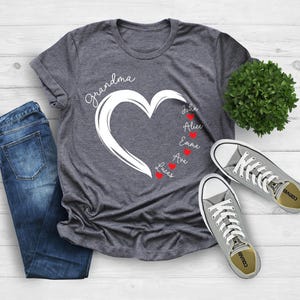 Custom Grandma Shirt, Grandma Heart Shirt, Nana Shirt With Grandkids Name, Gift For Grandma, Mama with Kids Names Shirt, Mothers Day Shirt
