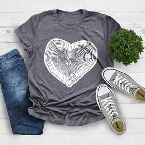 Tree Trunk Heart Shirt, Nature Life Shirt, Heart Wood Slice Shirt, Camping Shirt, Hiking Shirt, Gift For Mother, Campers Gift, Forest Shirt image 2