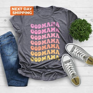 Retro Godmother Shirt for Mother&#39;s Day, Cute Godmama Gift for Baptism, Godmother Gift from Goddaughter, God Mother Proposal, Godmom Gift