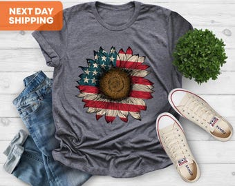 America Sunflower Shirt, USA Flag Flower Shirt, 4th Of July Flag Shirt, Independence Shirt, USA Sunflower Shirt, Gift For American, Election