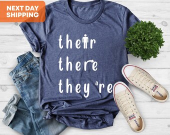 English Teacher Shirt, There They're Their Shirt, Grammar Teacher Shirts, English Teacher Gifts, Funny Grammar Shirts, Christmas Gift