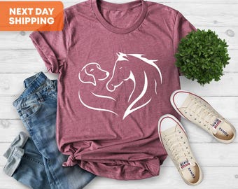 Horse Dog Lover Shirt, Dog Lover Gift, Horse Lover Gift, Heart Dog Horse Tees, Dog Lover Shirt, Pet Lover Shirt,Animal Lover Gift, Dog Shirt