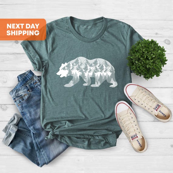 Bear Mountain Shirt, Camping Bear Shirt, Nature Bear Shirt, Bear Hiking Shirt, Bear Women Shirt, Bear Shirt Gift, Nature Lover Shirt