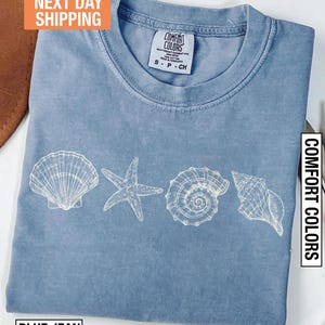 Comfort Colors® Sea Shells 90s Vintage Style Tshirt, Retro Ocean Shell Shirt, Sea Lovers Shirt, Summer Ocean Shirts, Cute Sea Animal Shirt