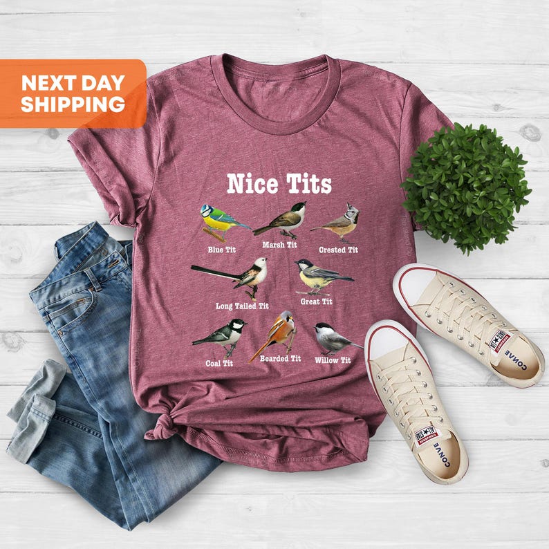 Nice Tits Shirt, Birdwatching Lover T-shirt, Birdwatchers Gift, Gift For Bird Lover, Bird Lovers Tshirt, Bird Shirt, Birdwatcher Shirt,Birds 画像 2
