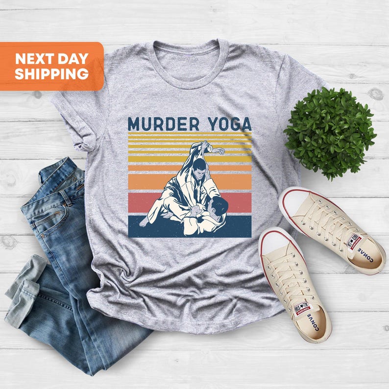 Moord yoga shirt, Braziliaans jiu jitsu shirt, jiu jitsu T-shirt, vaderdag shirt, jiu jitsu shirt, shirt vechtsport, shirt sportliefhebber, shirt sportliefhebber afbeelding 1