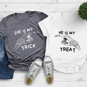 Halloween Couple Shirts, She&#39;s My Trick, Trick or Treat, Matching Halloween Shirts, Couple Funny Tee, He&#39;s My Treat, Family Matching Shirt