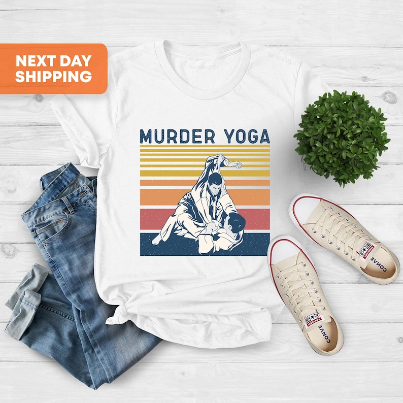 Moord yoga shirt, Braziliaans jiu jitsu shirt, jiu jitsu T-shirt, vaderdag shirt, jiu jitsu shirt, shirt vechtsport, shirt sportliefhebber, shirt sportliefhebber afbeelding 2