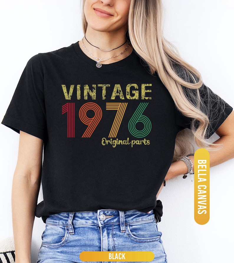 50th Birthday Shirt, 1976 Original Parts Shirt, 1976 Vintage Shirt, Vintage 1976 Shirt, 50th Birthday Mom Shirt, 50th Birthday Gift afbeelding 4