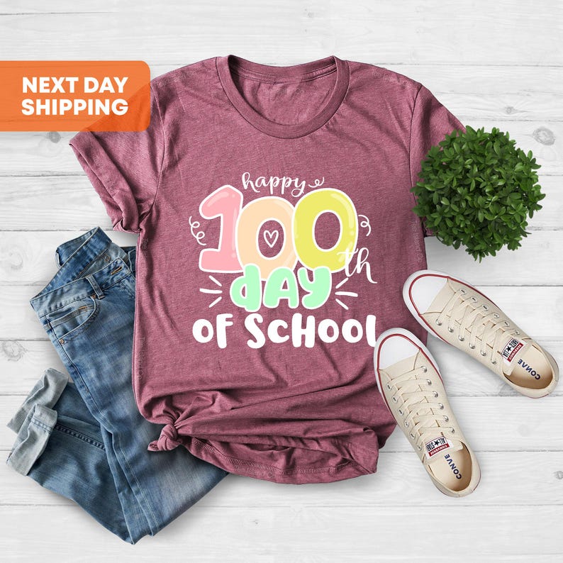 100 Days of School Shirt, 100 Day Shirt, 100th Day Of School Celebration, Gift For Teacher, Student Shirt, Gift For Student, Back to School image 3