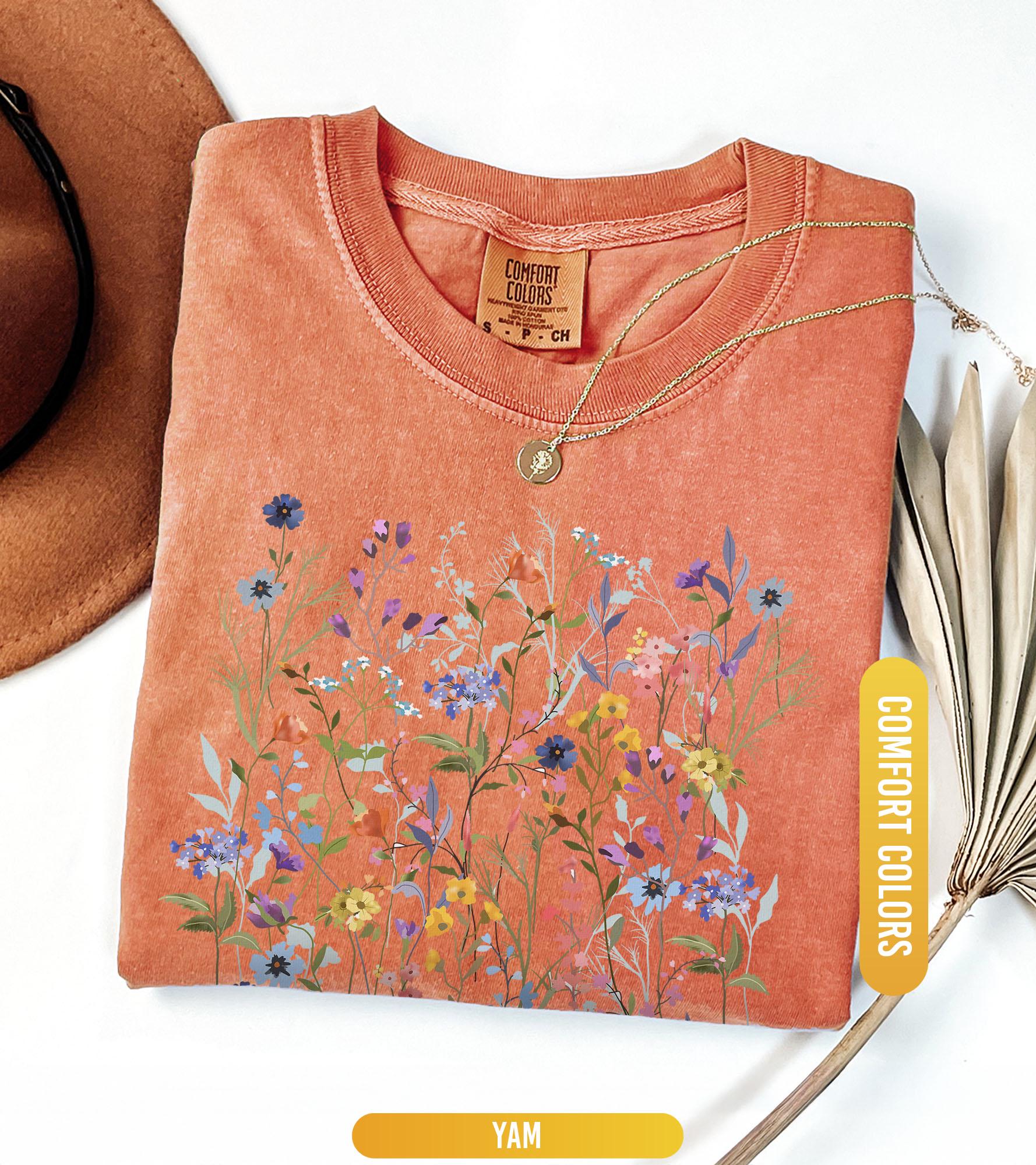 Vintage Pressed Flowers Shirt Comfort Colors®,  Boho Cottagecore Tshirt, Botanical Floral Tee Wildflowers Shirt, Gift For Gardener