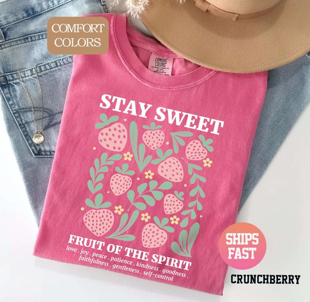 Boho Christian Strawberry Shirt, Fruits of the Spirit Bible Verse Shirt ...