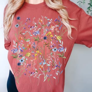 Vintage Pressed Flowers Shirt Comfort Colors®, Boho Cottagecore Tshirt ...
